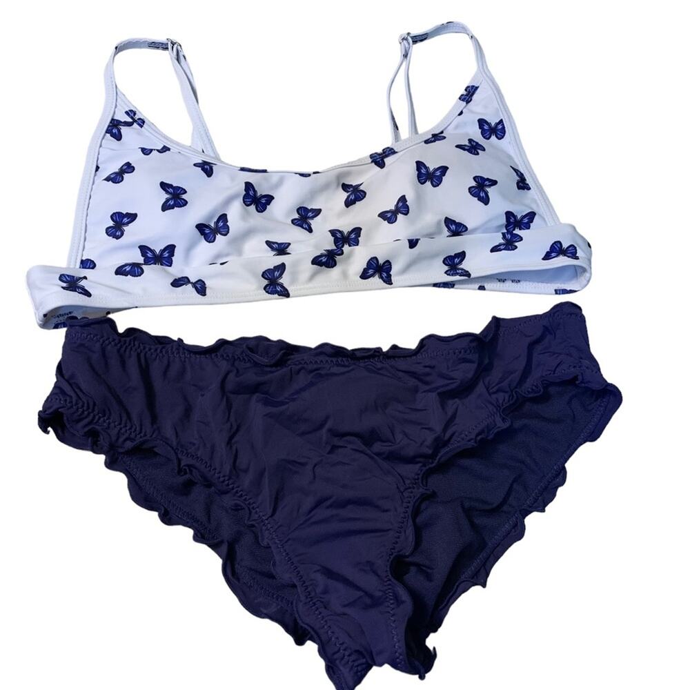 Hobie Butterfly Navy Blue and White Bikini Size Large.